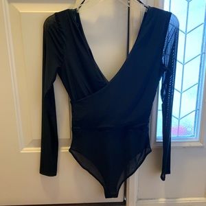 Sheer sleeve bodysuit